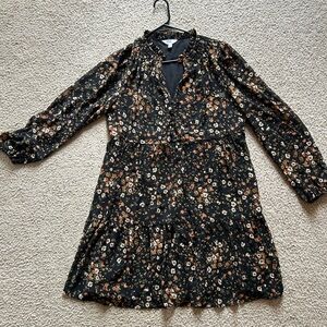 Time and Tru Black Floral Long Sleeve Dress